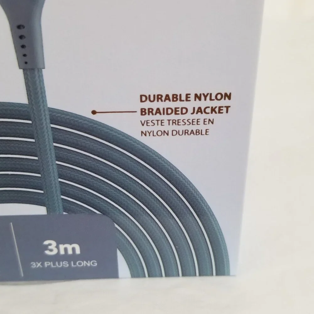 LAX USB Type C Braided Cable Android Apple Compatible 10 Ft. Blue Brand New